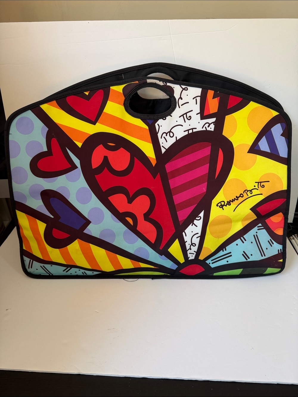 Romero Brito Colorful Heart-Print Women's Tote Bag in Multicolor